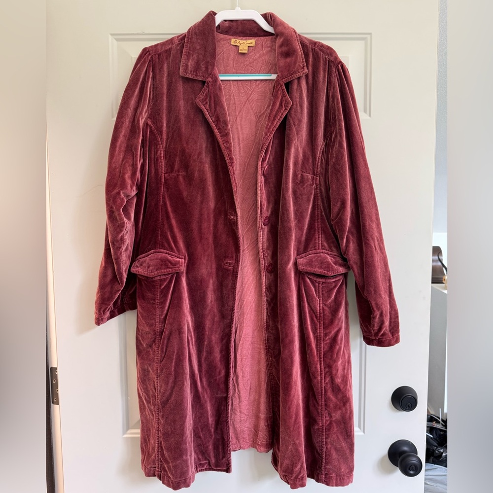 April Cornell Velvet Coat in Deep Burgundy